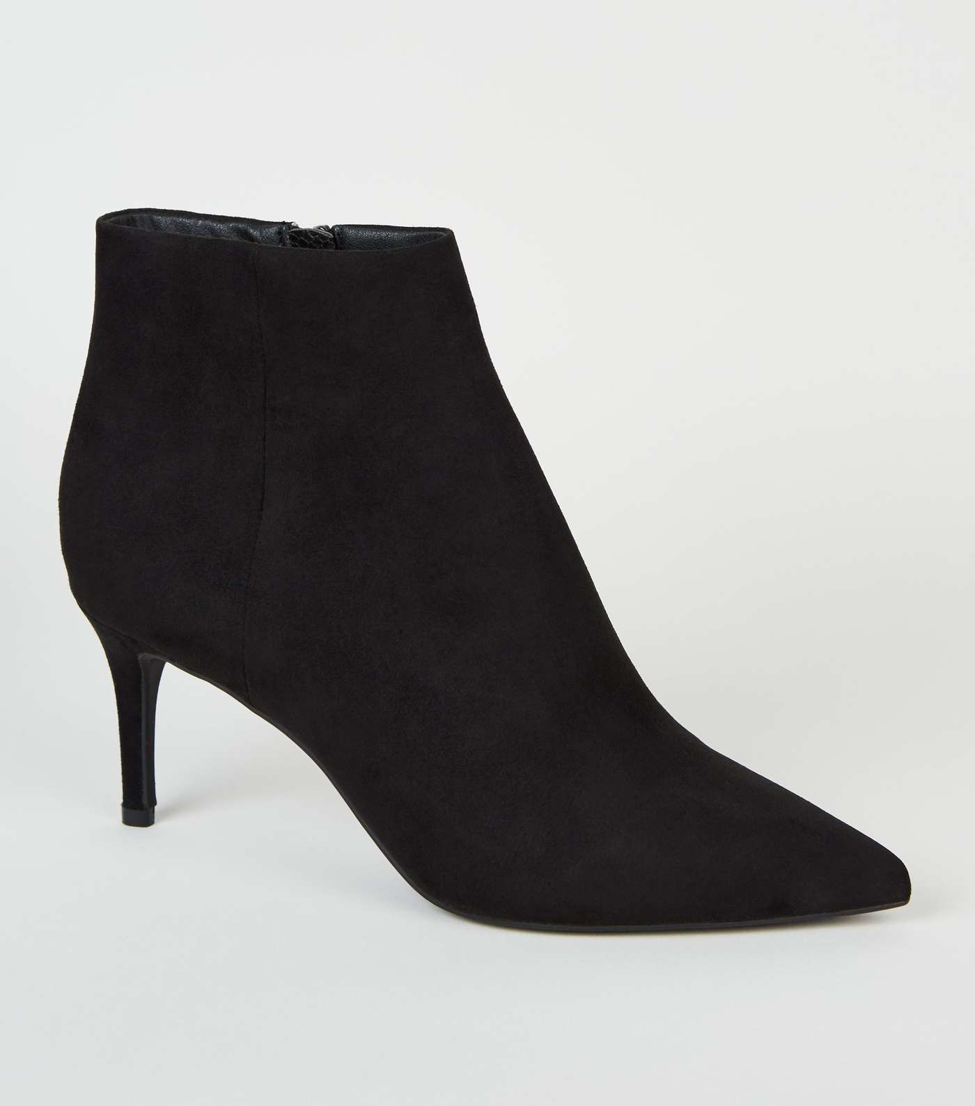 Black Suedette Pointed Stiletto Shoe Boots