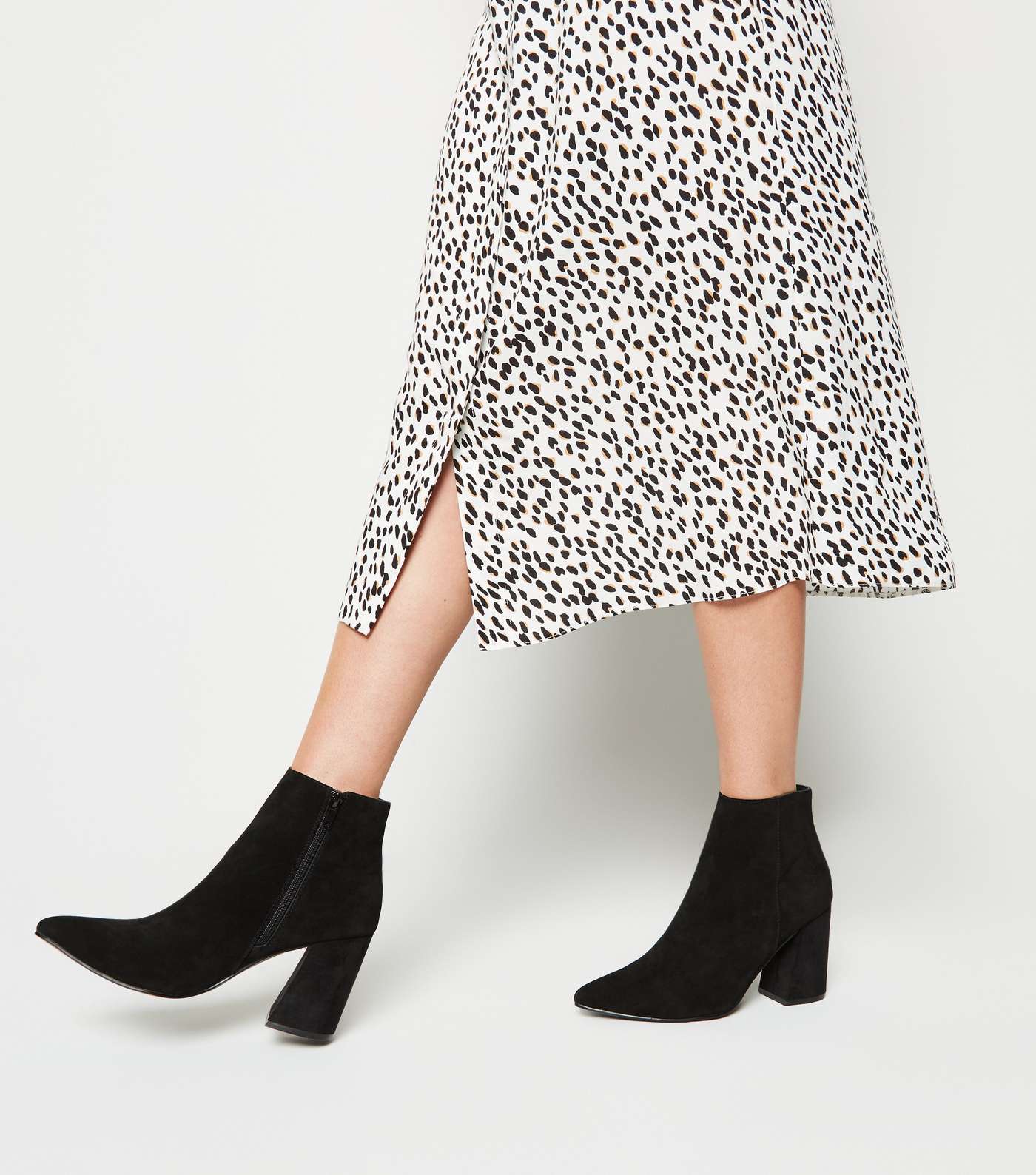 Black Suede Pointed Ankle Boots Image 2