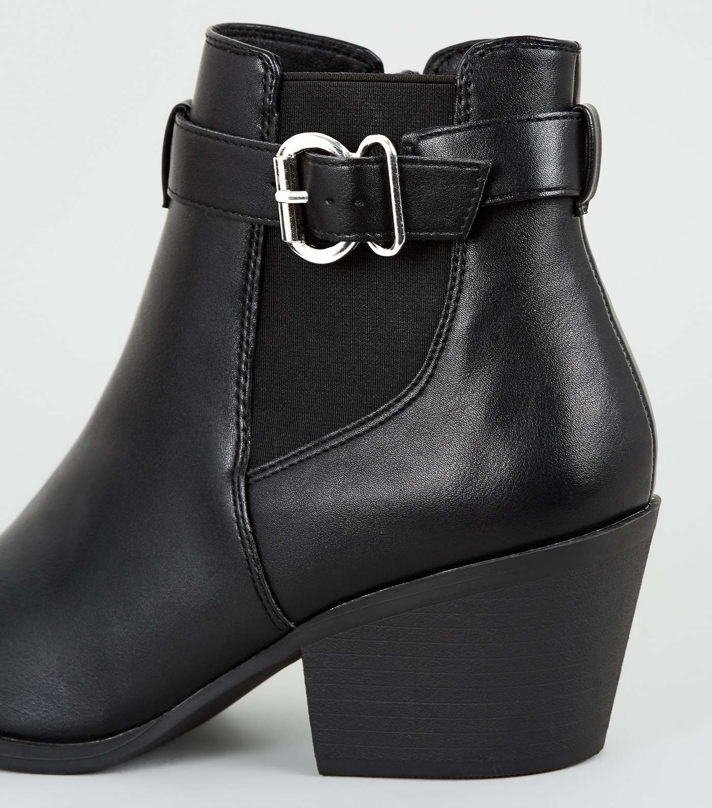 Black Leather-Look Pointed Chelsea Boots Image 4
