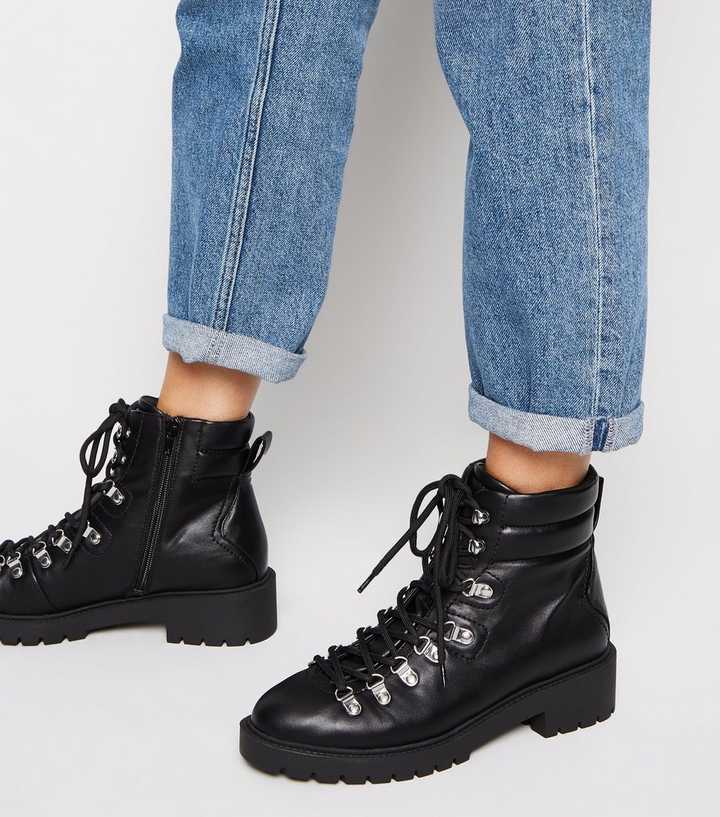 new look chunky lace up boots