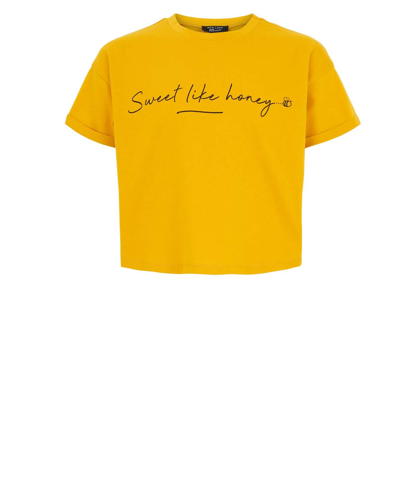 Girls Mustard Sweet Like Honey Slogan T-Shirt Image 4