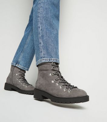 Grey suede lace 2025 up ankle boots