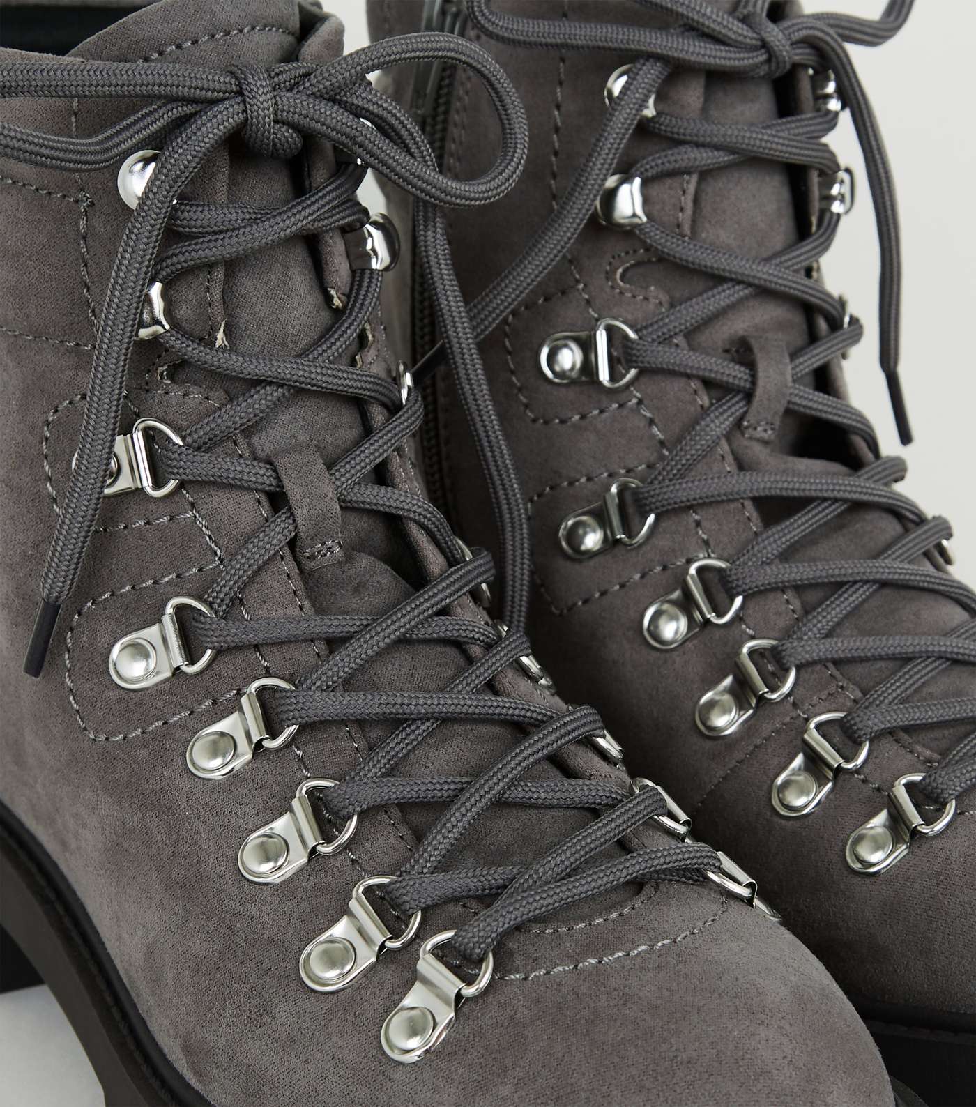 Grey Suedette Lace Up Ankle Boots Image 4