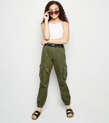 new look khaki cargo trousers