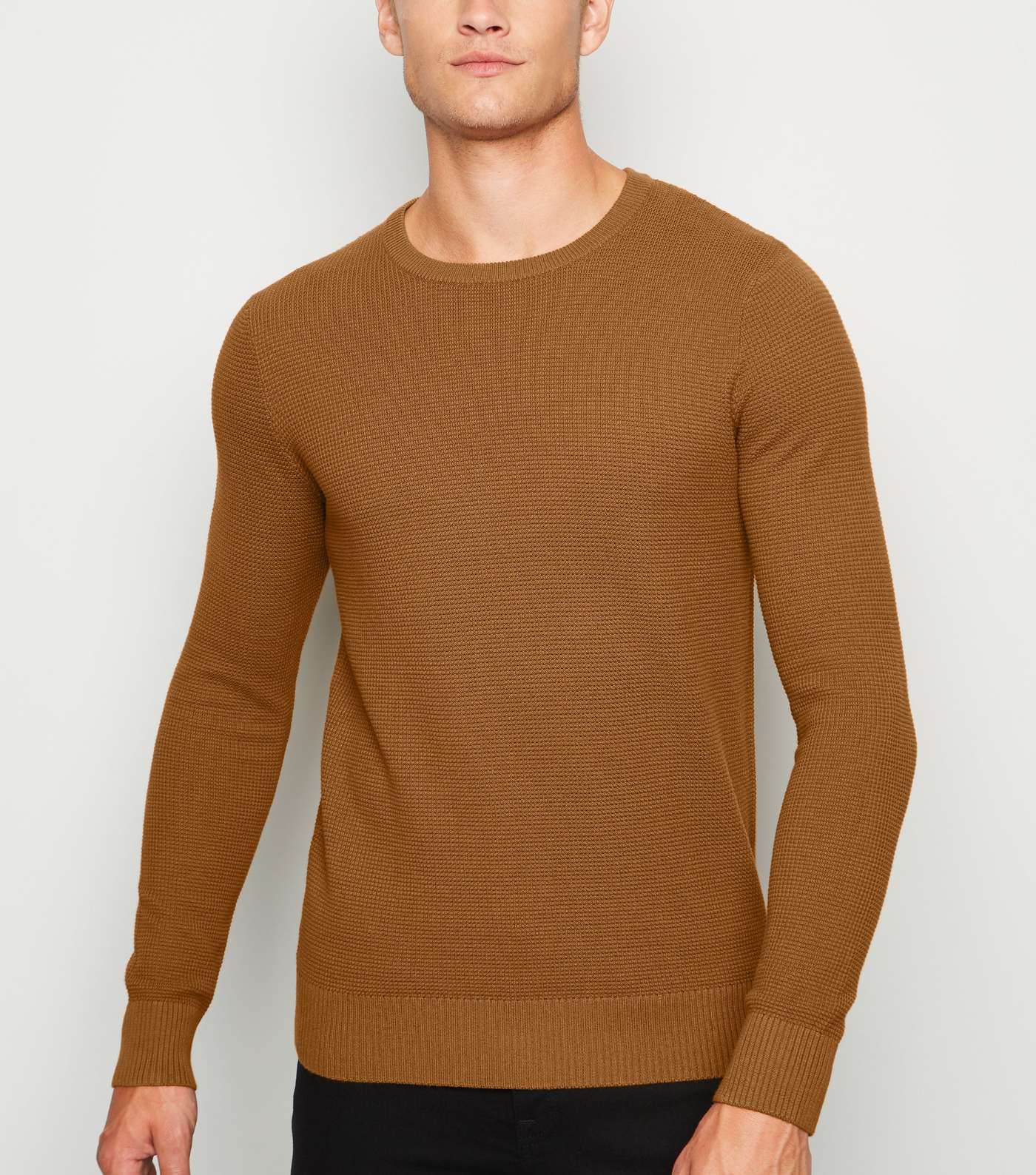 Rust Waffle Knit Muscle Fit Jumper