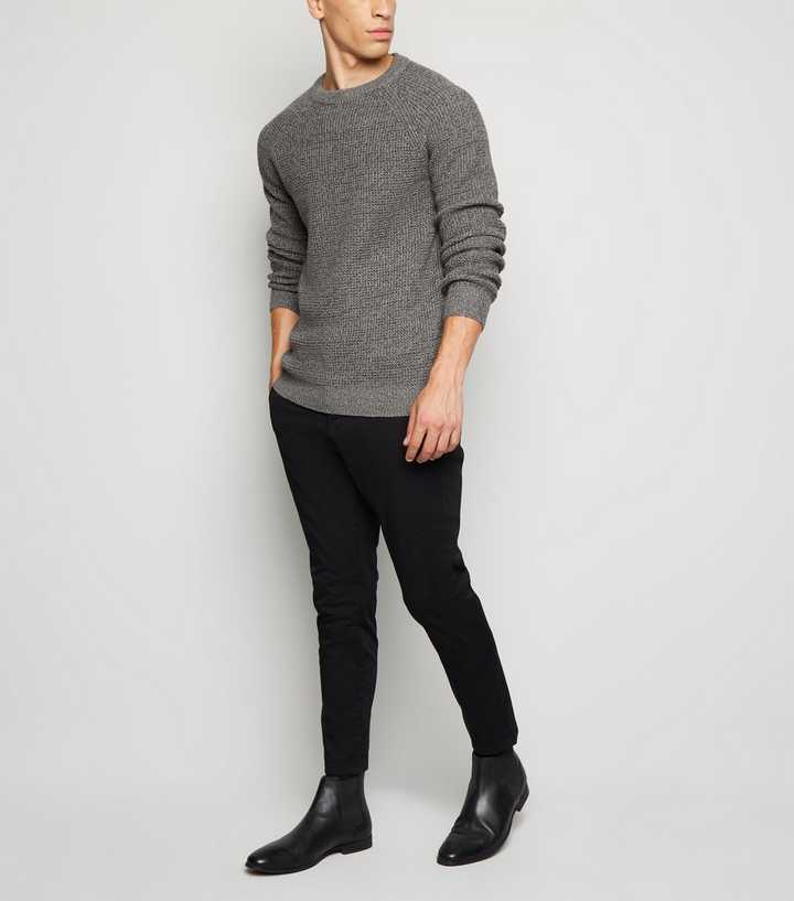 Grey Tuck Stitch Crew Neck Jumper | New Look