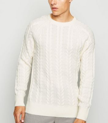 white cable knit jumper