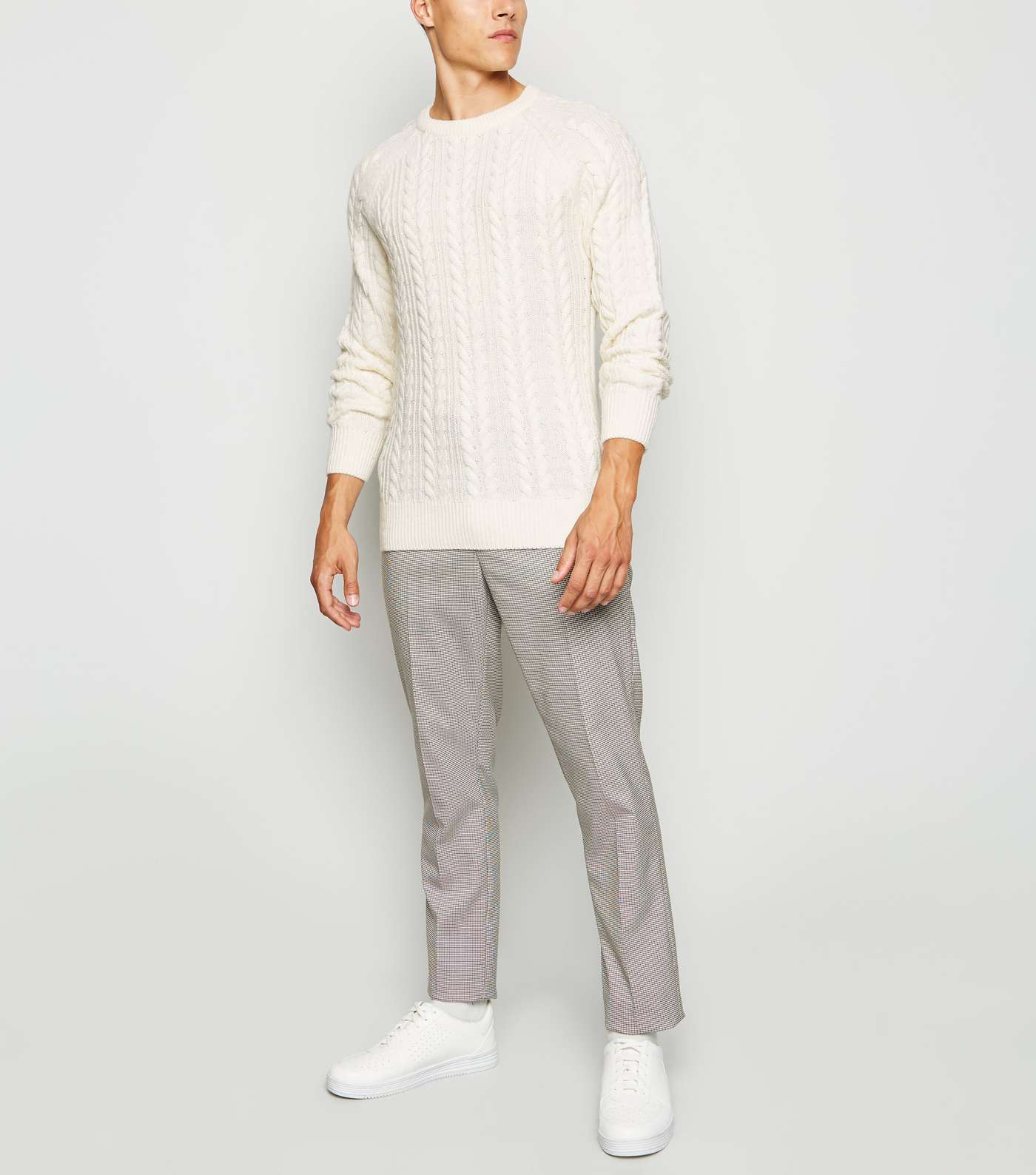Off White Raglan Cable Knit Jumper Image 2