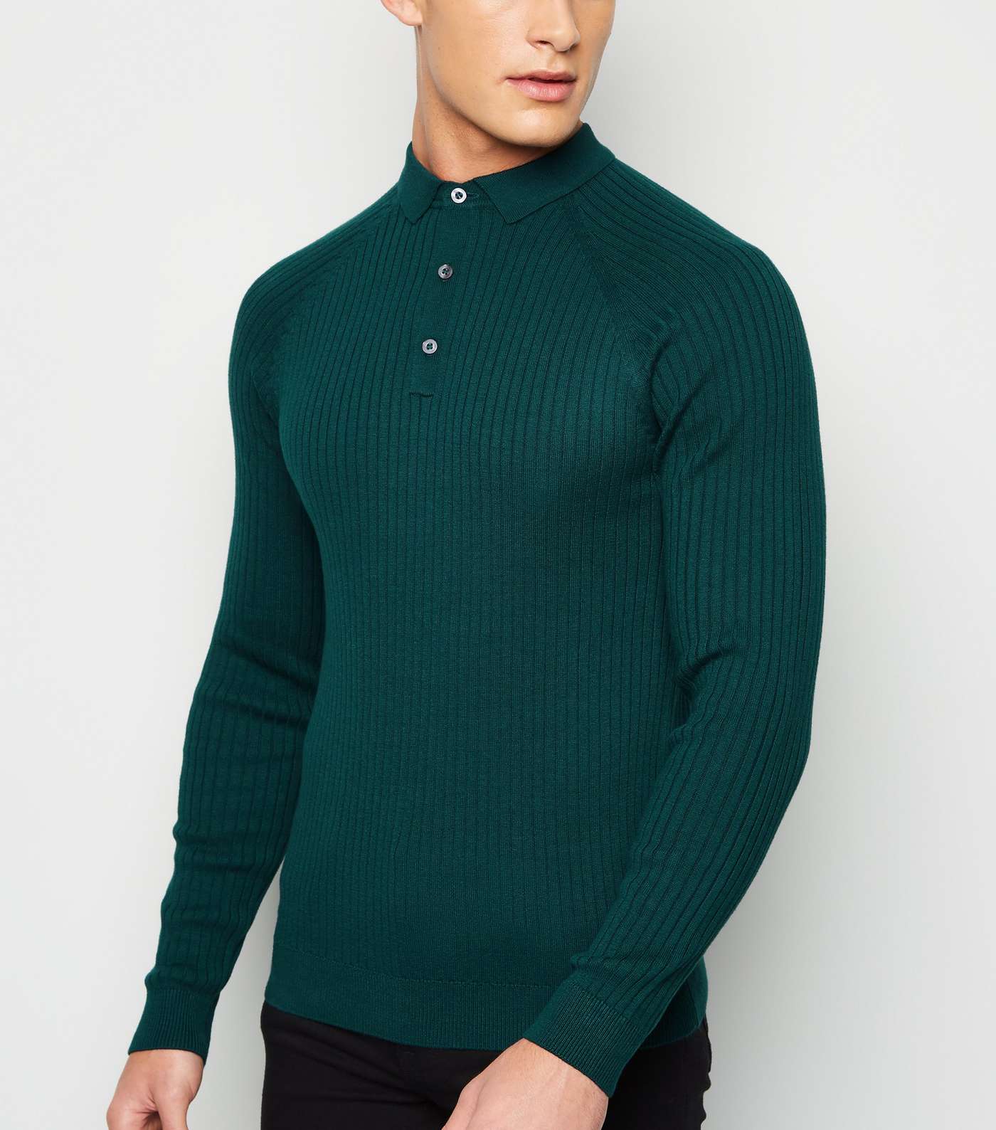Teal Ribbed Muscle Fit Polo Shirt