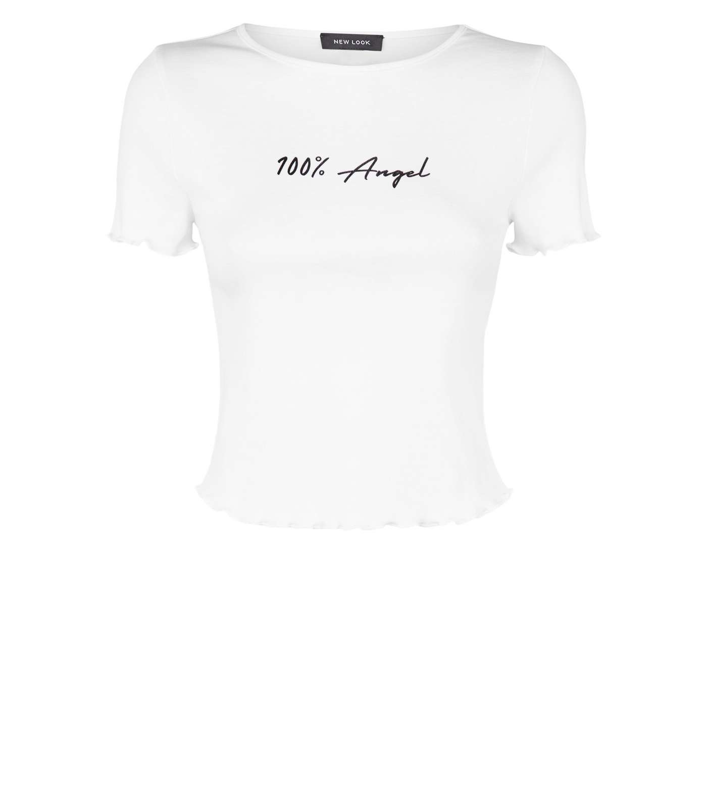 White Frill Trim 100% Percent Slogan T-Shirt Image 4