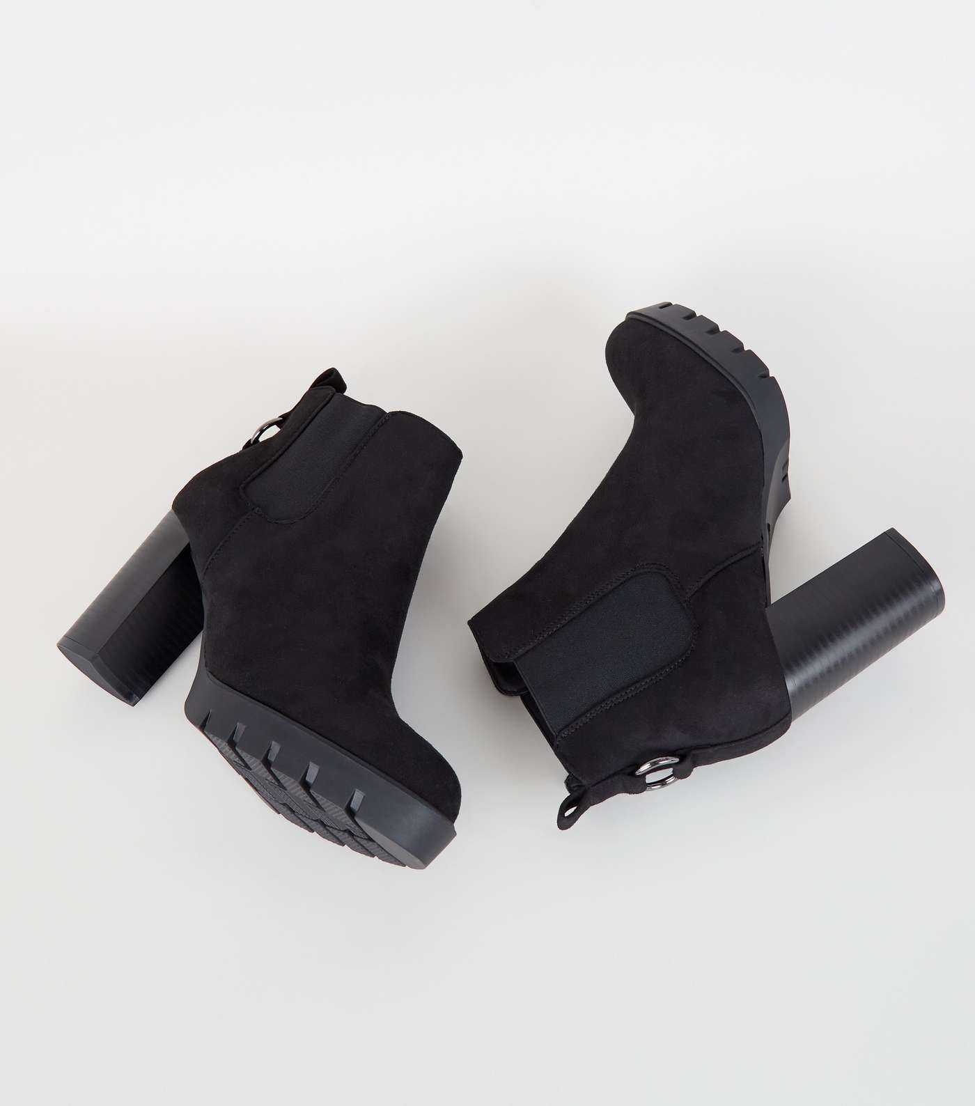 Wide Fit Black Ring Back Heeled Chelsea Boots Image 3