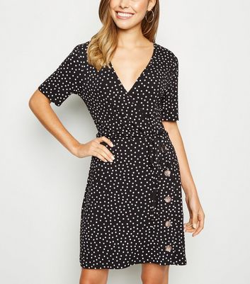 black spot wrap dress