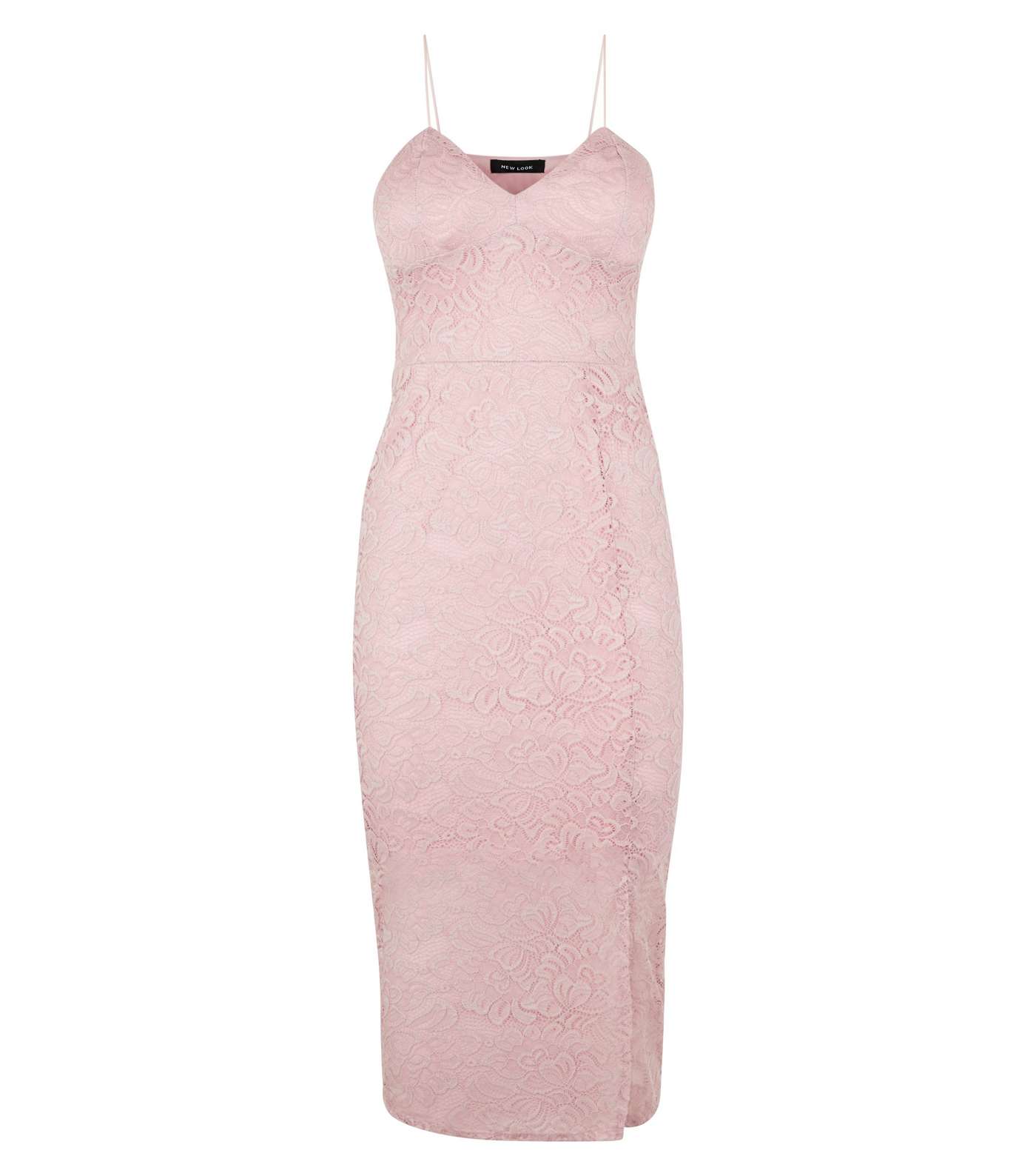 Pale Pink Lace Bustier Midi Dress Image 4