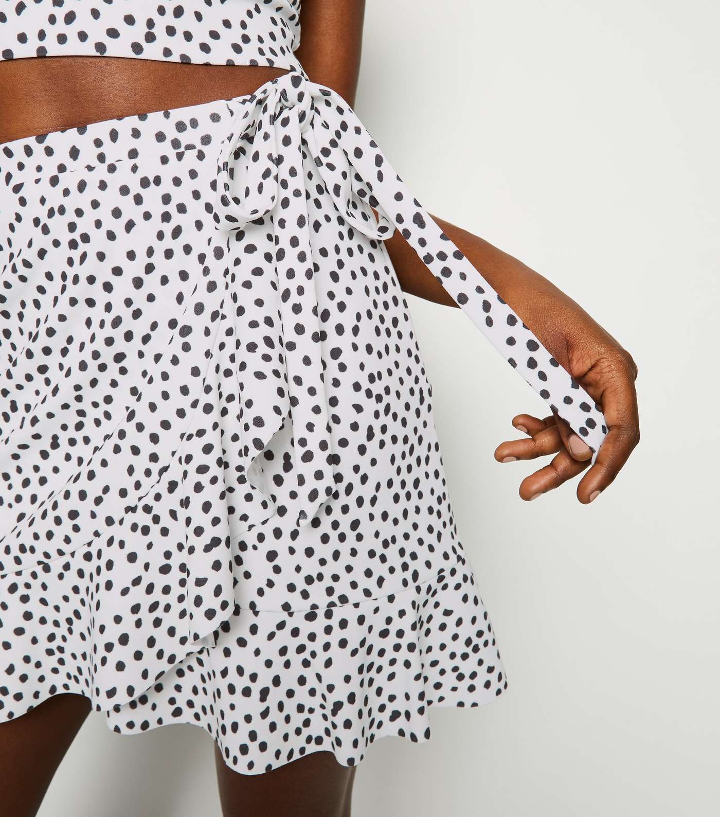 White Spot Ruffle Trim Mini Skirt Image 5