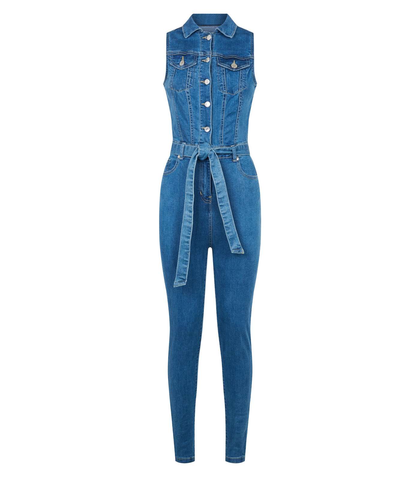 Blue Denim Belted Jumpsuit  Image 4