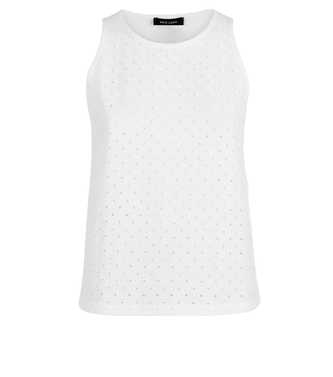 White Broderie Tank Top Image 4
