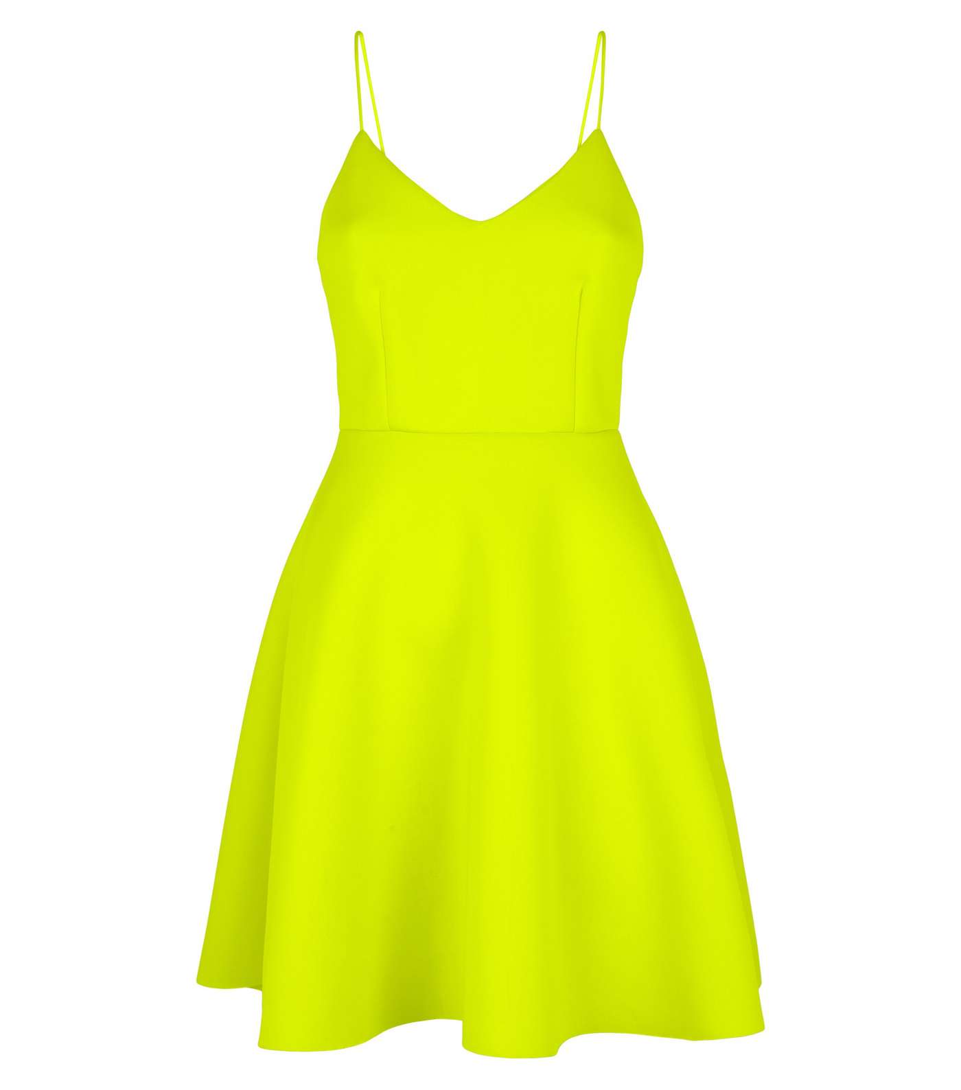 Green Neon Scuba Strappy Skater Dress Image 4