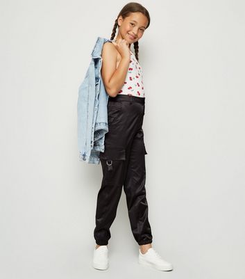 black satin utility trousers