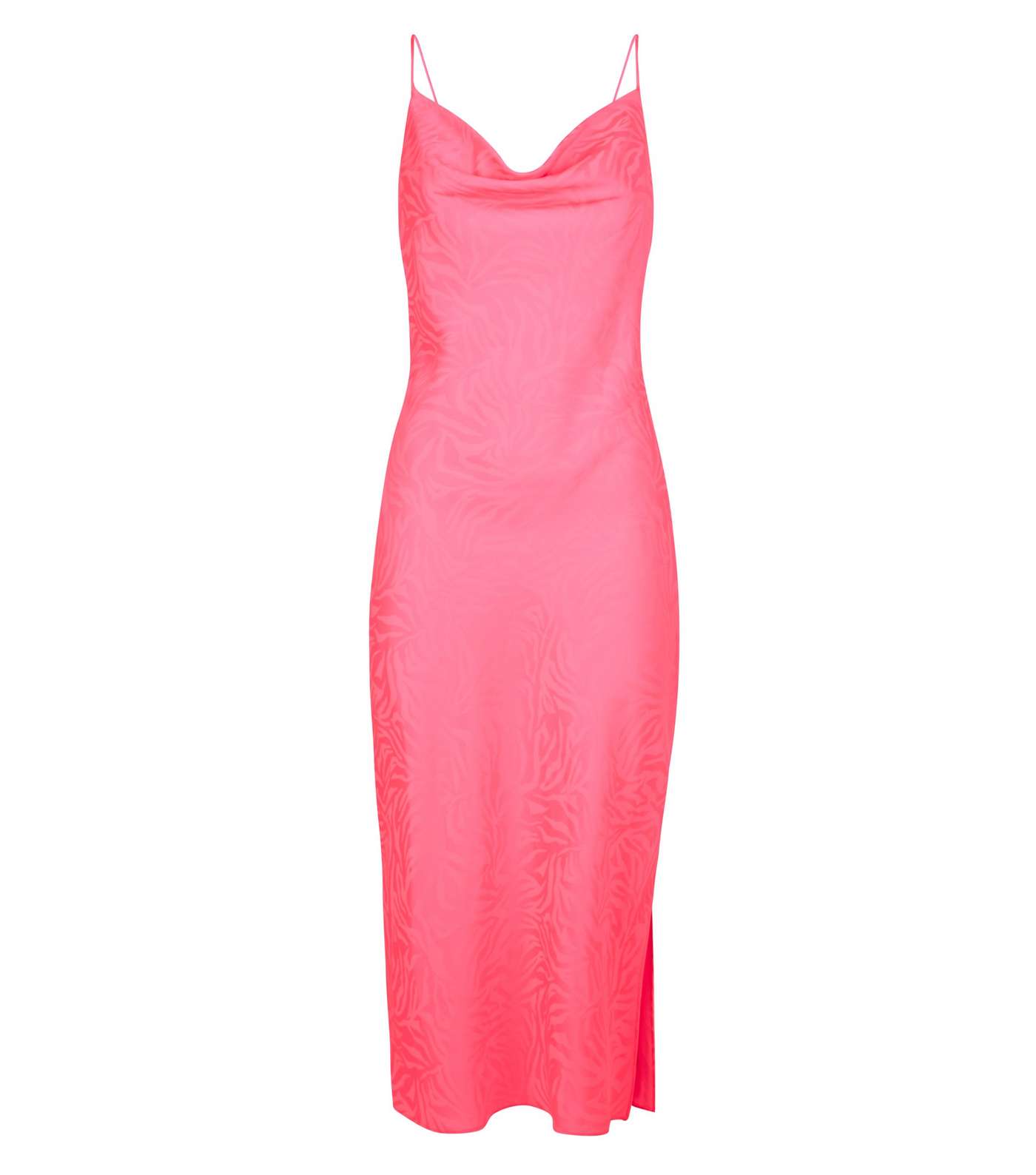 Bright Pink Satin Tiger Jacquard Midi Dress Image 4