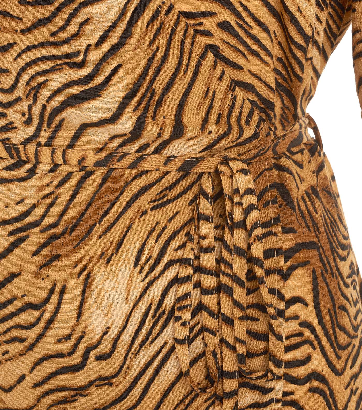 Brown Tiger Print Wrap Midi Dress  Image 3