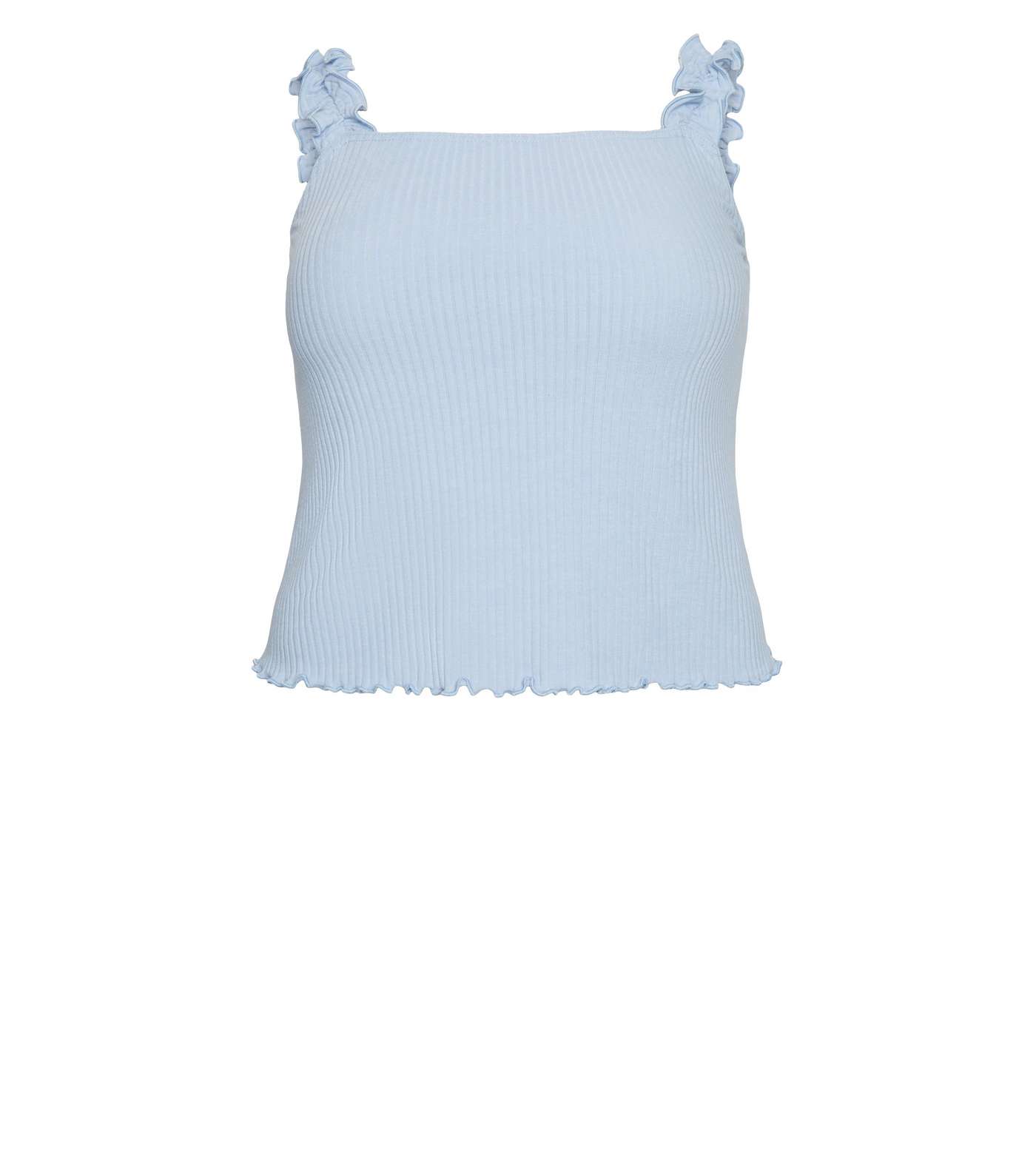 Curves Pale Blue Strap Ribbed Cami Image 4
