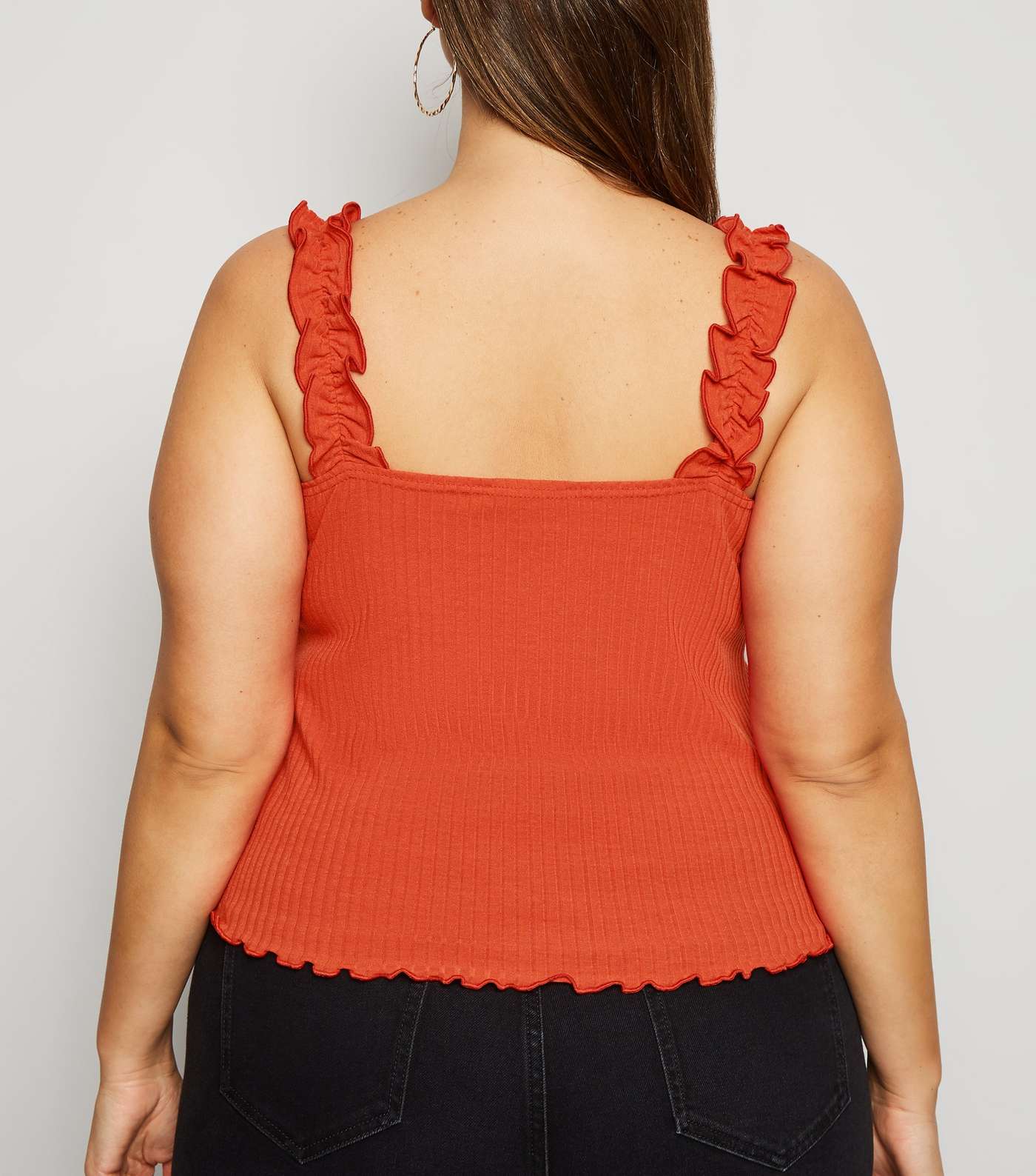Curves Red Strap Ribbed Cami Image 3