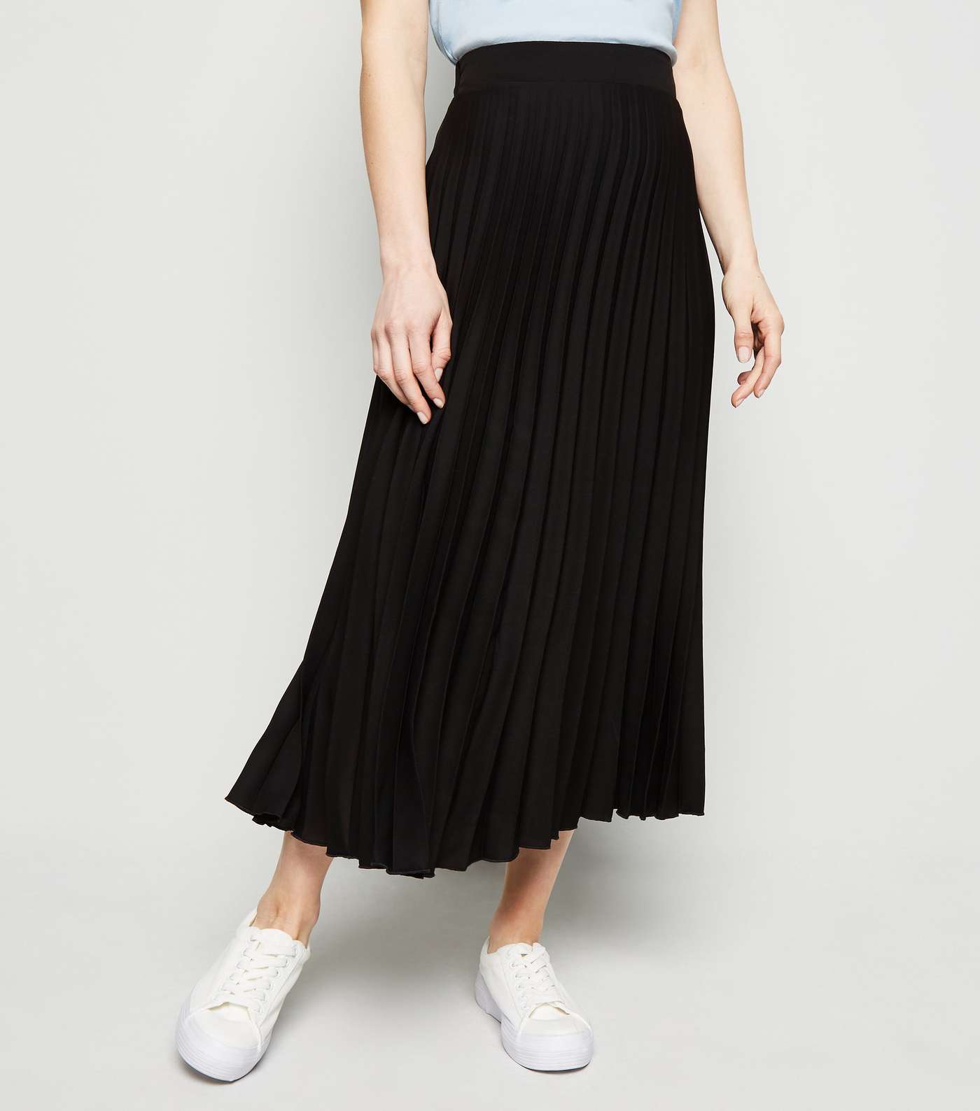 Petite Black Pleated Midi Skirt Image 2