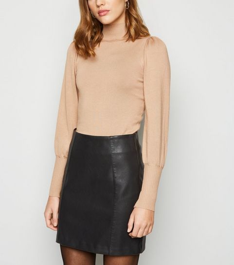 Black Leather-Look Mini Skirt 