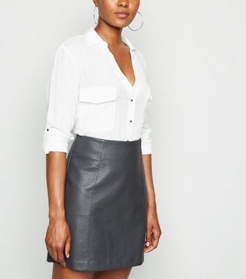 Grey leather skirt best sale