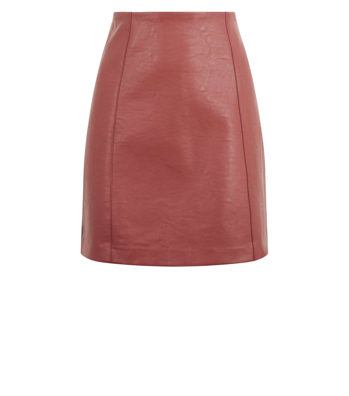 Tan Coated Leather-Look Mini Skirt  Image 4