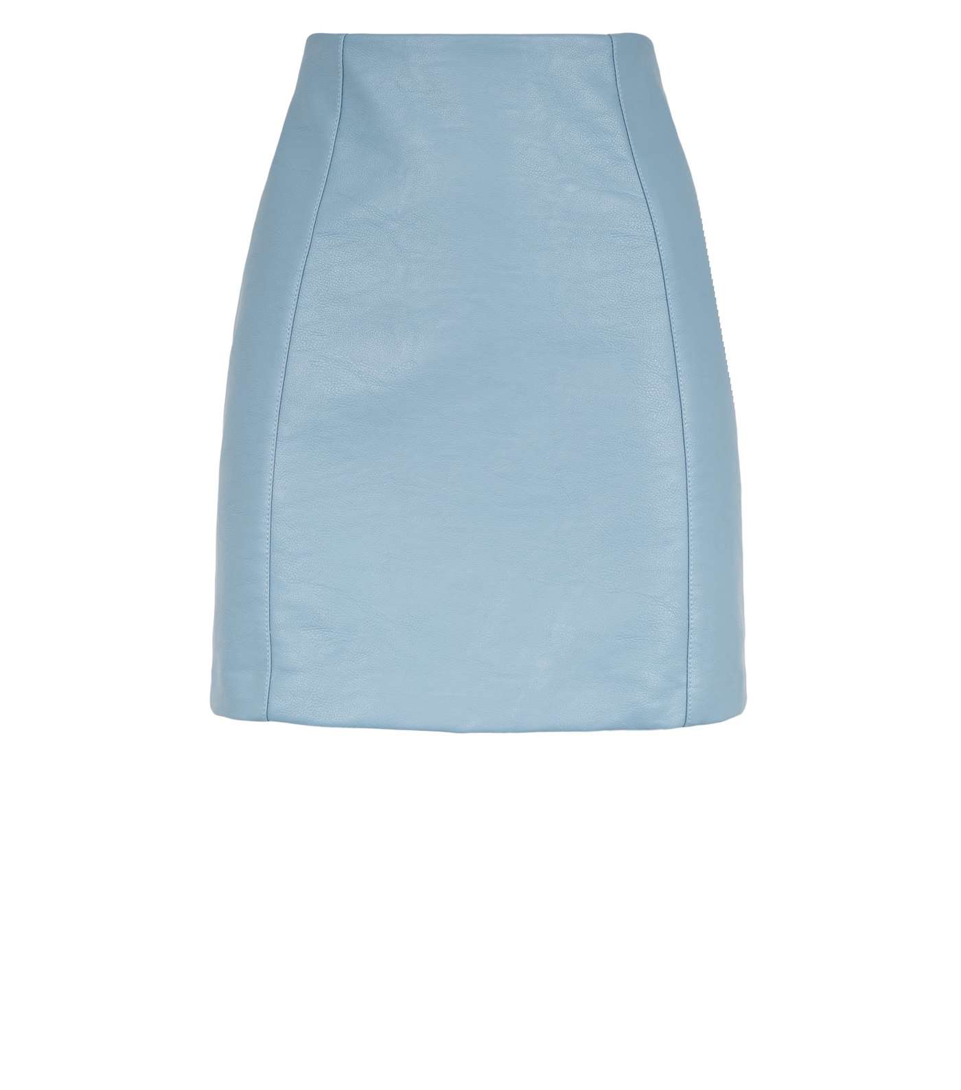 Bright Blue Coated Leather-Look Mini Skirt  Image 4