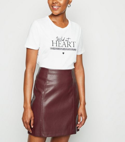 Burgundy Leather-Look Mini Skirt 