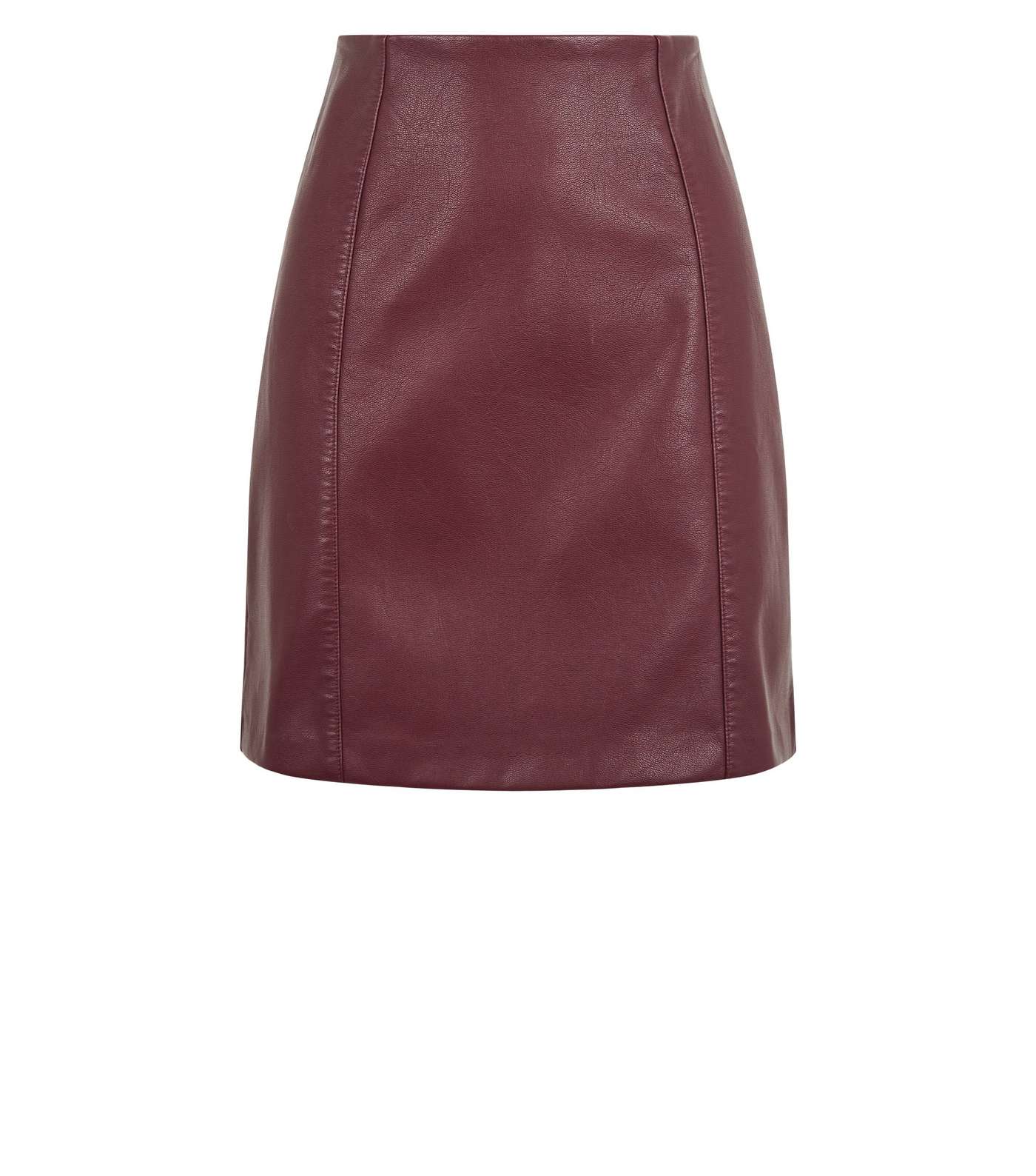 Burgundy Coated Leather-Look Mini Skirt  Image 4