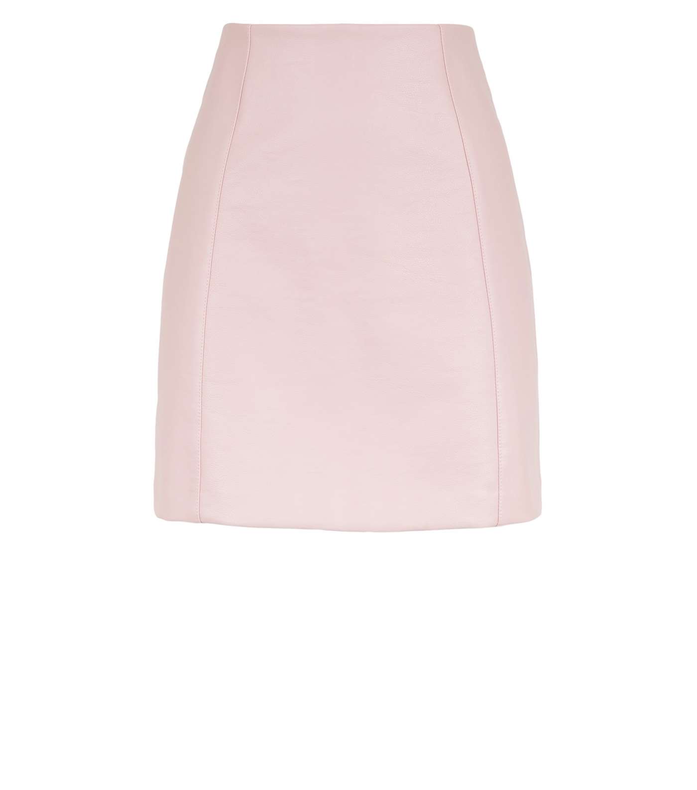 Pale Pink Coated Leather-Look Mini Skirt  Image 4