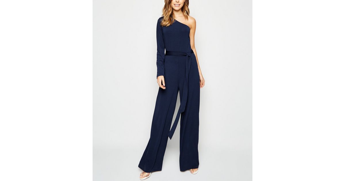 AX Paris Navy One Shoulder Jumpsuit New Look