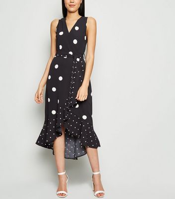 mixed spot midi dress