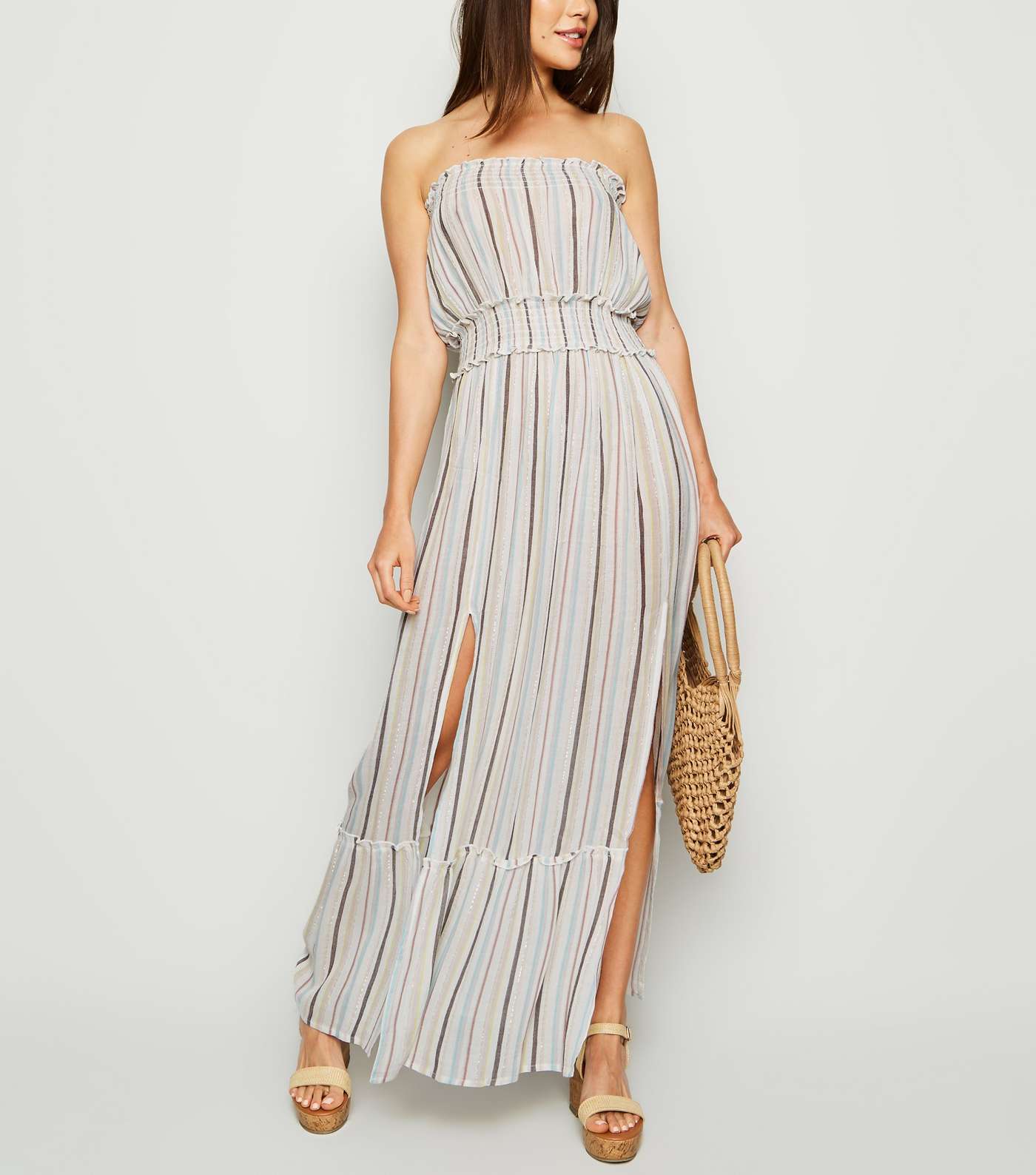 Cream Multi Stripe Beach Dress