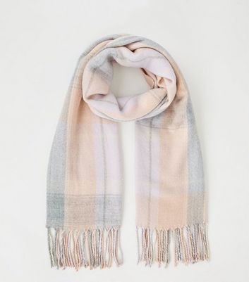 pink and grey check scarf