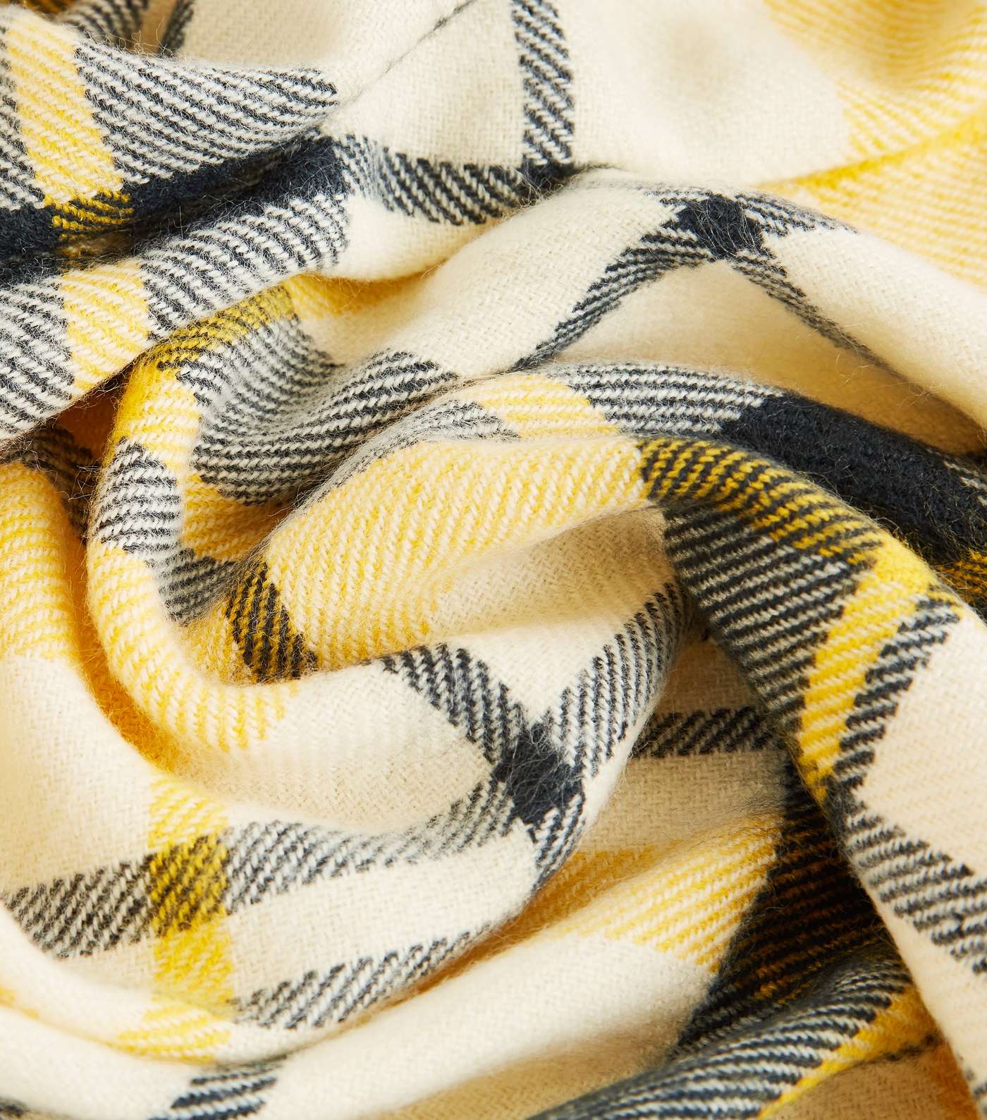 Yellow and Navy Check Scarf Image 4