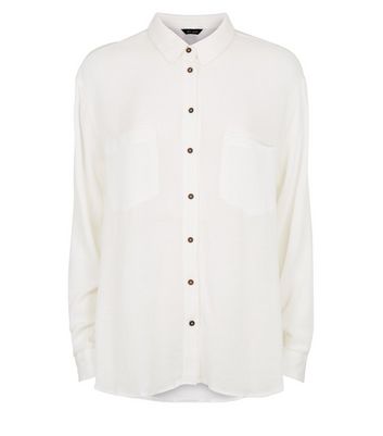 Off White Cheesecloth Long Sleeve Shirt 