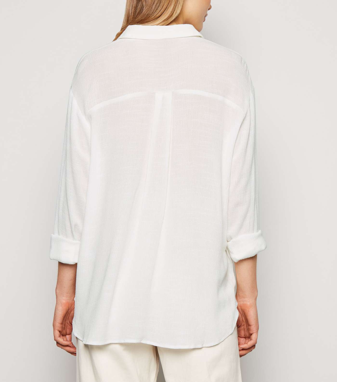 Off White Cheesecloth Long Sleeve Shirt Image 3
