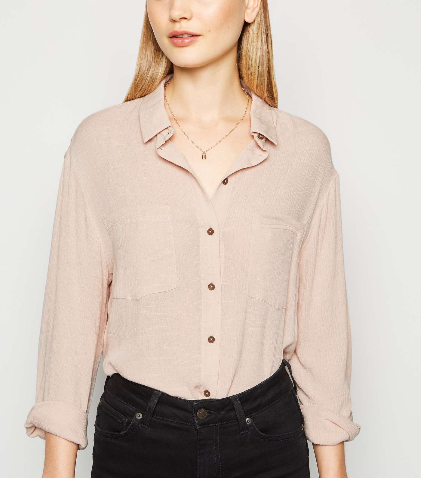 Pale Pink Cheesecloth Long Sleeve Shirt
