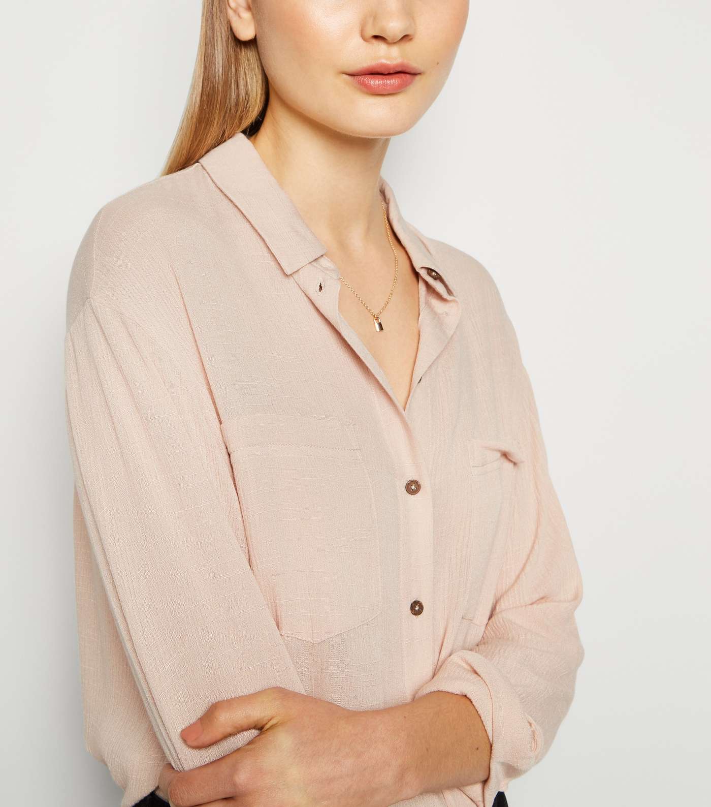 Pale Pink Cheesecloth Long Sleeve Shirt Image 5
