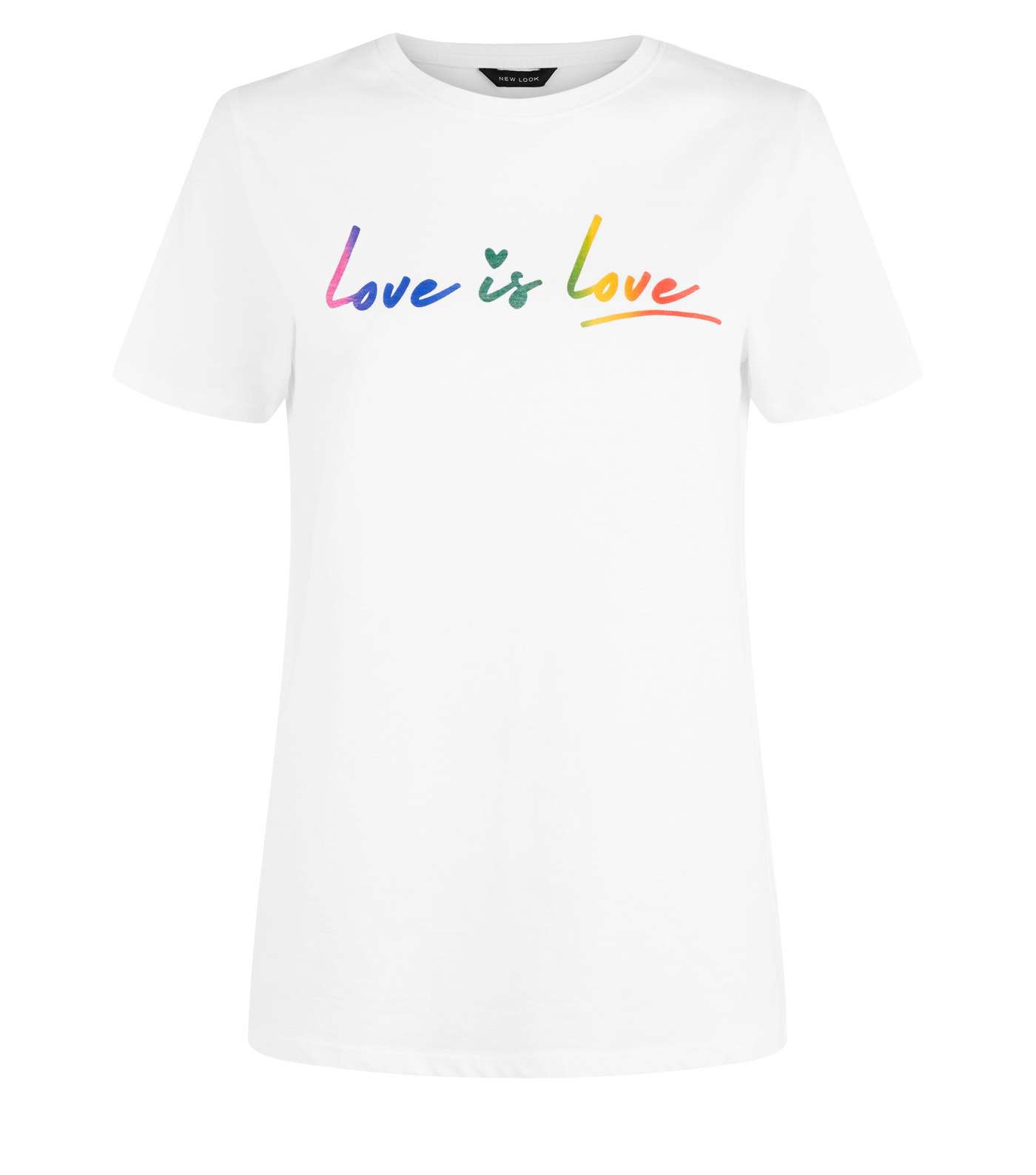 White Rainbow Slogan Love Is Love T-Shirt Image 4