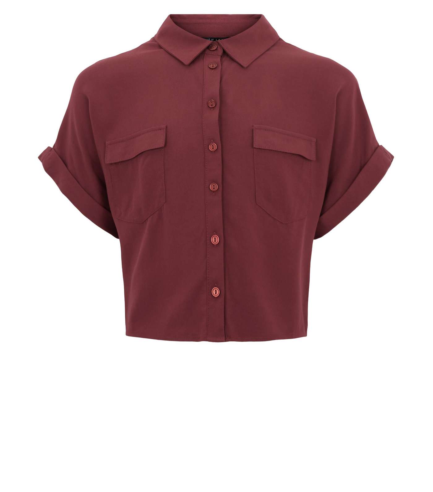 Girls Burgundy Short Sleeve Boxy Shirt Image 4