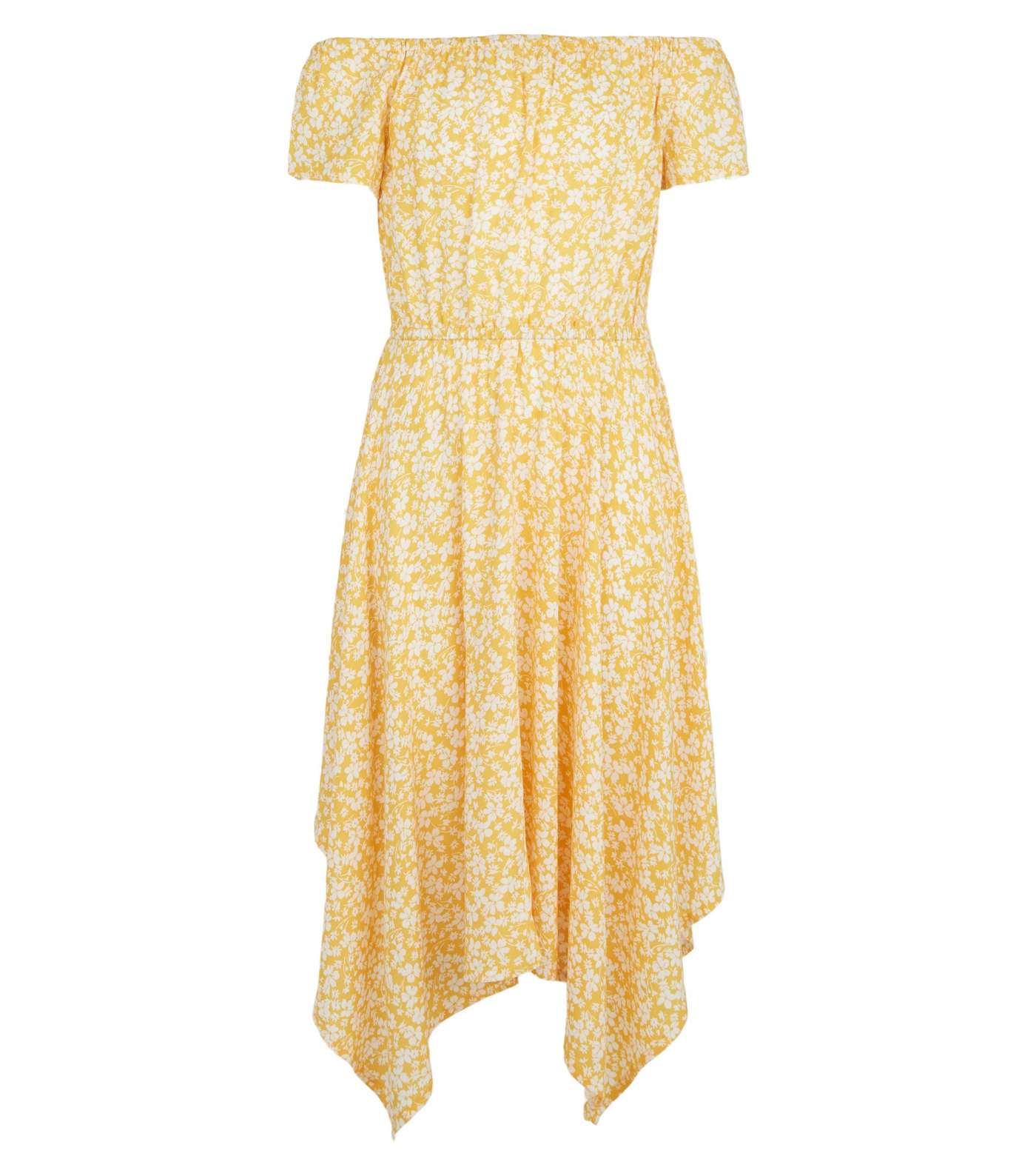 Girls Yellow Floral Bardot Midi Dress Image 4
