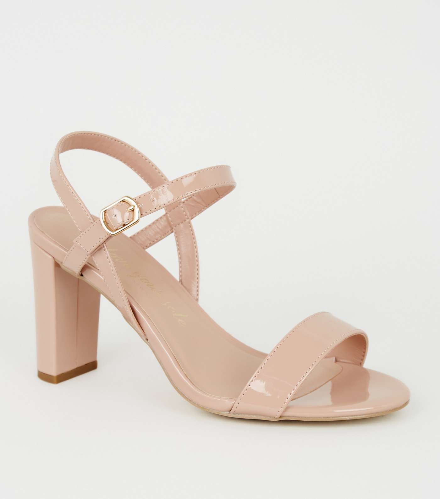 Extra Wide Fit Pale Pink Patent Block Heels
