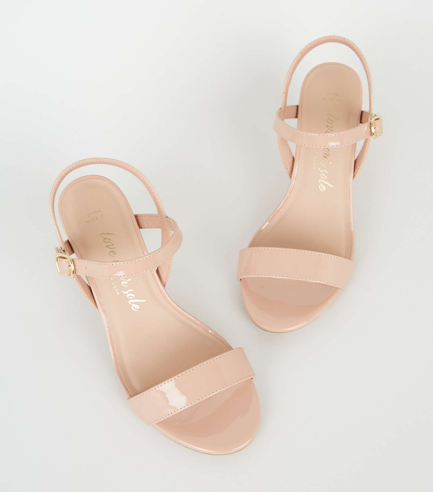 Extra Wide Fit Pale Pink Patent Block Heels Image 3