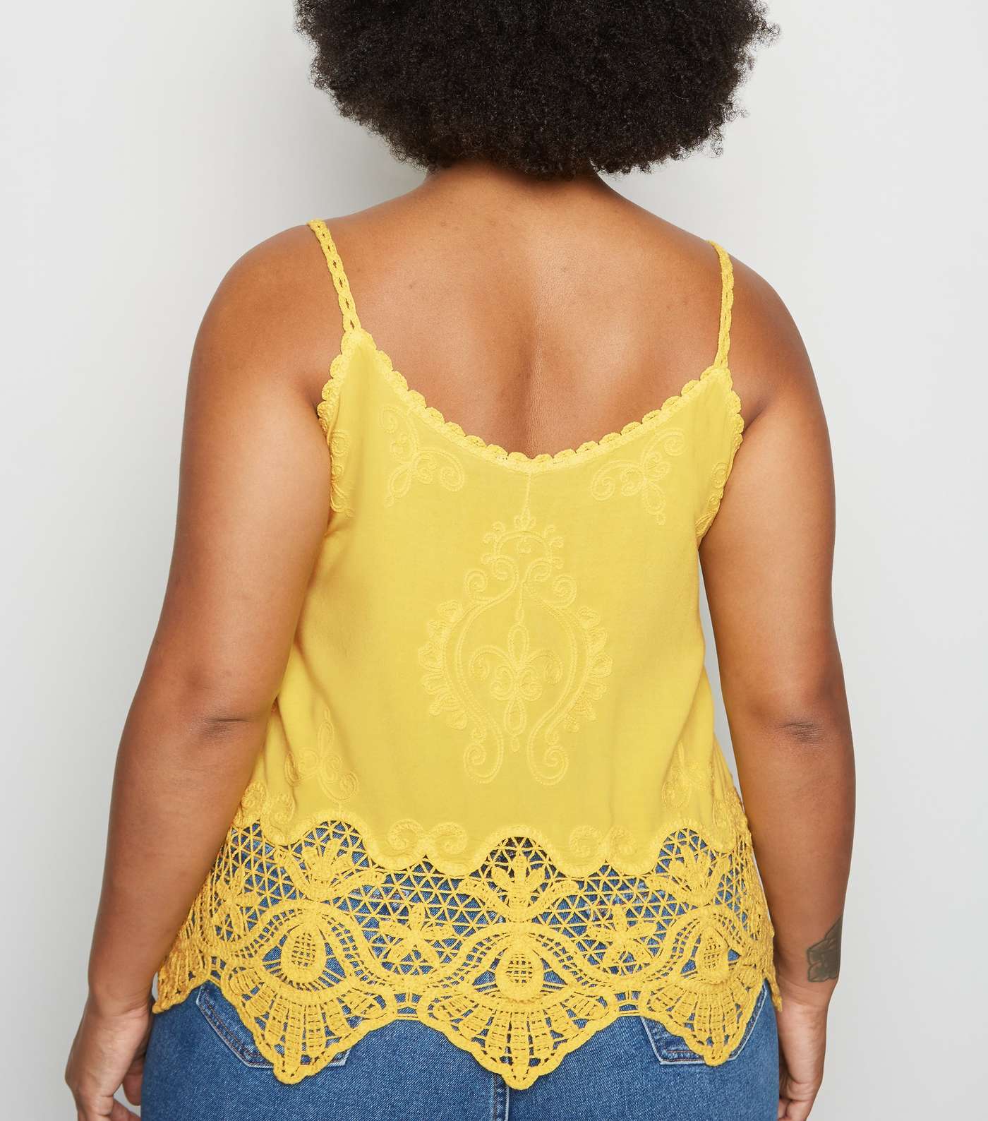 Curves Yellow Crochet Embroidered Cami  Image 5