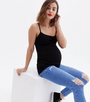 Maternity Black Scoop Neck Cami New Look